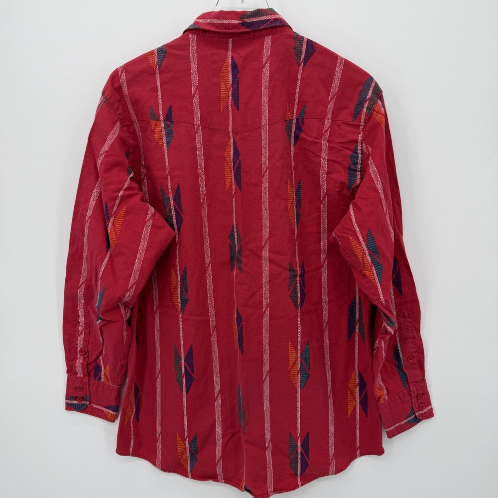 Vintage American Hero Shirt Mens‎ L Button Down Western Cowboy Aztec Rodeo Red - Picture 4 of 9